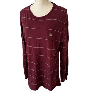 Lacoste Slim‎ Fit Maroon Striped Long Sleeve Shirt Size US XL